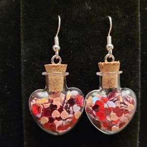 Heart Confetti Bottle Valentine Earrings
